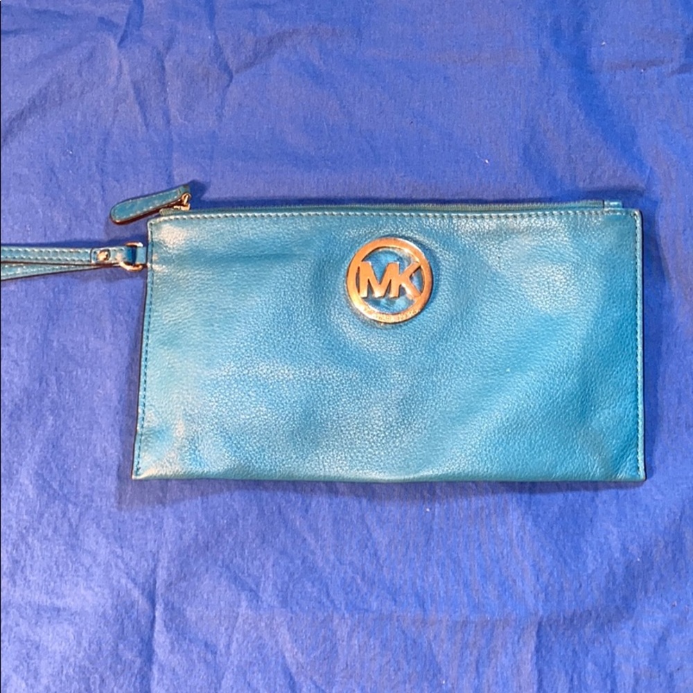 Blue Michael Kors Wristlet